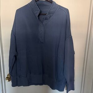 Blue Button-Up Sweatshirt
